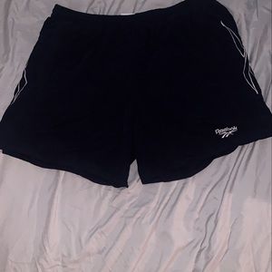 Reebok Men's Black Athletic Shorts with White Logo